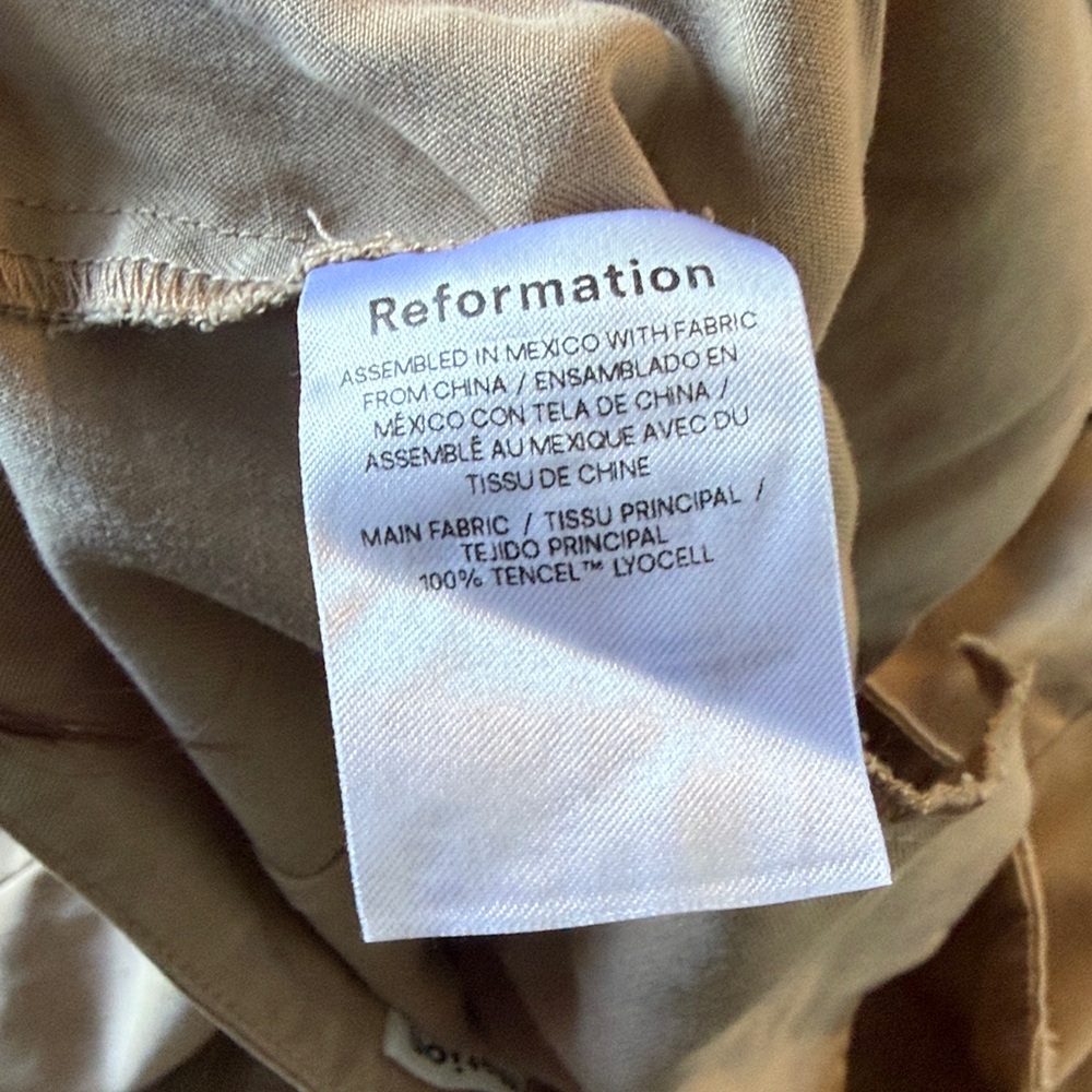 Reformation Mason Light Beige High-Waist 100% Tencel Pants Size: 4 - Picture 3 of 9